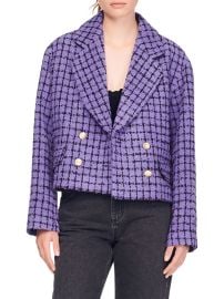 Shop Sandro Simona Double-Breasted Tweed Crop Blazer at Saks Fifth Avenue