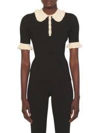 Shop Sandro Solange Ruffle-Trim Polo Shirt at Saks Fifth Avenue