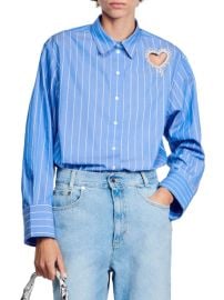 Shop Sandro Stripy Shirt with Rhinestone Heart at Saks Fifth Avenue