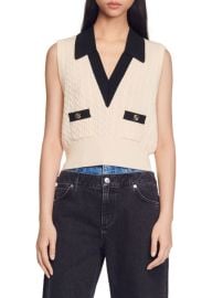 Shop Sandro Suzy Sleeveless Cable Knit Sweater at Saks Fifth Avenue