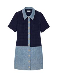 Shop Sandro Tweed and Denim Short Dress at Saks Fifth Avenue