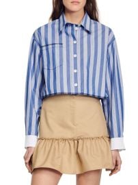 Shop Sandro Warsy Striped Cropped Shirt at Saks Fifth Avenue