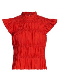 Shop Sea Greir Pleated Flutter-Sleeve Top at Saks Fifth Avenue