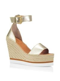 Shop See by Chlo Glyn Metallic Leather Espadrille Wedges at Saks Fifth Avenue