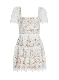 Shop Self-Portrait Belted Guipure Lace Minidress at Saks Fifth Avenue