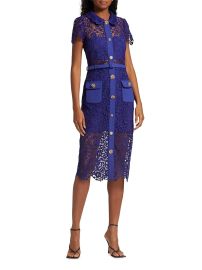 Shop Self-Portrait Belted Lace Midi-Dress at Saks Fifth Avenue