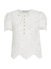Shop Self-Portrait Cord Lace Short-Sleeve Blouse at Saks Fifth Avenue