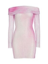 Shop Self-Portrait Crystal Off-The-Shoulder Bodycon Minidress at Saks Fifth Avenue