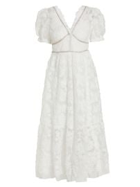 Shop Self-Portrait Embellished Ribbon Lace Midi-Dress at Saks Fifth Avenue