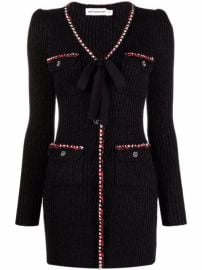 Shop Self-Portrait Lurex Knit long-sleeve mini dress with Express Delivery - at Farfetch