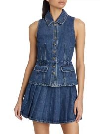 Shop Self-Portrait Tailored Denim Peplum Minidress at Saks Fifth Avenue