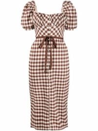 Shop Self-Portrait gingham-check square-neck dress with Express Delivery - at Farfetch