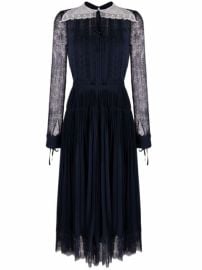 Shop Self-Portrait pleated lace-panelled midi dress with Express Delivery - at Farfetch