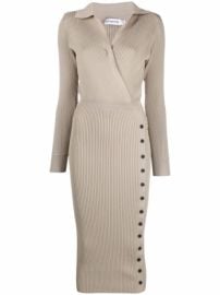 Shop Self-Portrait ribbed-knit buttoned dress with Express Delivery - at Farfetch