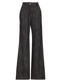 Shop Sergio Hudson Denim High-Rise Flare Trousers at Saks Fifth Avenue