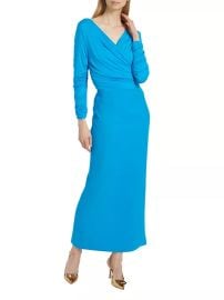 Shop Sergio Hudson Gathered Jersey amp Crepe Maxi-Dress at Saks Fifth Avenue