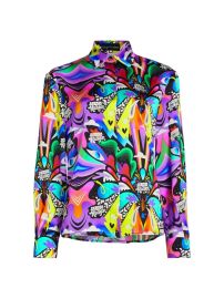 Shop Sergio Hudson Logo Print Silk Charmeuse Blouse at Saks Fifth Avenue