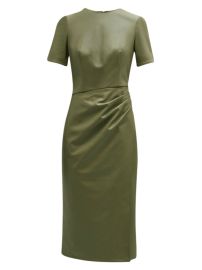 Shop Shoshanna Rhea Vegan Leather Twist Midi-Dress at Saks Fifth Avenue