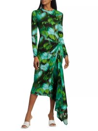 Shop Silvia Tcherassi Ananya Watercolor Draped Midi-Dress at Saks Fifth Avenue