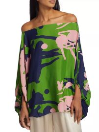 Shop Silvia Tcherassi Bellagio Floral Off-The-Shoulder Blouse at Saks Fifth Avenue