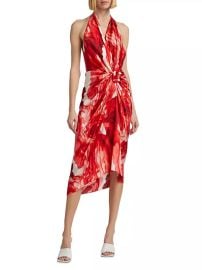 Shop Silvia Tcherassi Guadalupe Watercolor Stretch-Silk Midi-Dress at Saks Fifth Avenue