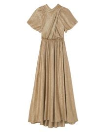 Shop St John Metallic Wrap Bodice Midi Dress at Saks Fifth Avenue