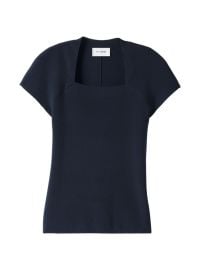 Shop St John Squareneck Cap-Sleeve Top at Saks Fifth Avenue