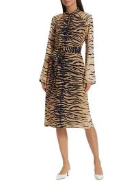 Shop St John Tiger-Print Cut-Out Dress at Saks Fifth Avenue