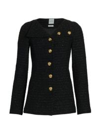 Shop St John Tonal Sequin Tweed Knit Asymmetrical Collar Jacket at Saks Fifth Avenue