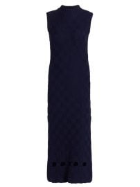 Shop Staud Glacier Checker-Knit Midi Dress Saks Fifth Avenue at Saks Fifth Avenue