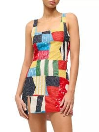 Shop Staud Le Sable Embellished Patchwork Minidress at Saks Fifth Avenue