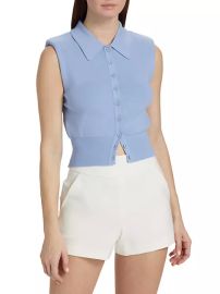 Shop Staud Nola Sleeveless Polo Cardigan Saks Fifth Avenue at Saks Fifth Avenue