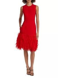 Shop Stella McCartney Faux Feather-Trimmed Sleeveless Midi-Dress at Saks Fifth Avenue