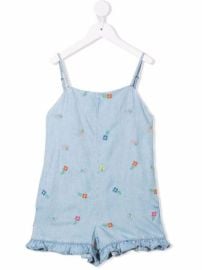 Shop Stella McCartney Kids floral-embroidered playsuit with Express Delivery - at Farfetch