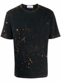 Shop Stone Island splatter-effect logo-print T-shirt with Express Delivery - at Farfetch