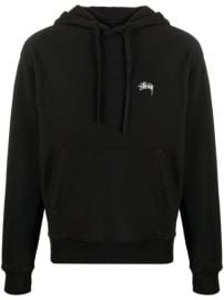 Shop Stussy logo embroidered cotton hoodie with Express Delivery - at Farfetch