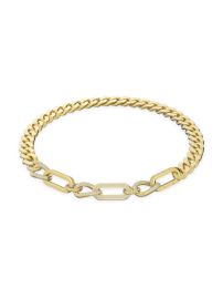 Shop Swarovski Dextera Goldtone-Plated amp Crystal Mixed Link Necklace at Saks Fifth Avenue