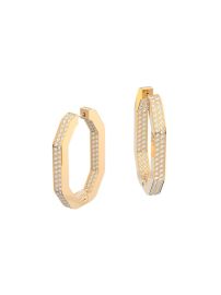 Shop Swarovski Dextera Goldtone amp Swarovski Crystal Large Octagonal Hoop Earrings at Saks Fifth Avenue