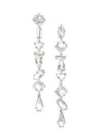 Shop Swarovski Mesmera Rhodium-Plated Crystal Linear Drop Earrings at Saks Fifth Avenue