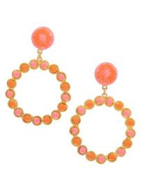 Shop Sylvia Toledano Happy 22K Goldplated amp Enamel Clip-On Drop Hoop Earrings at Saks Fifth Avenue