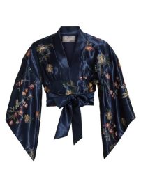 Shop THEIA Floral Garden Satin Embroidered Top at Saks Fifth Avenue