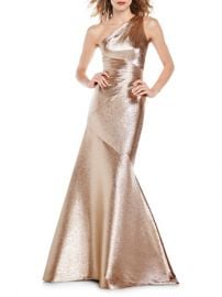 Shop THEIA Metallic Lam-Silk Mermaid Gown at Saks Fifth Avenue