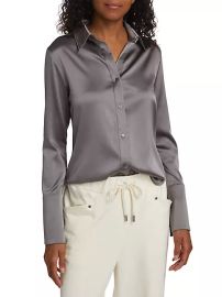 Shop TWP Bessette Stretch Silk Charmeuse Button-Front Shirt at Saks Fifth Avenue