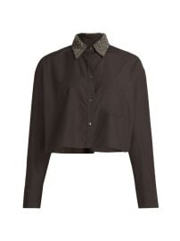 Shop TWP Little Big Joe Crystal-Embellished Cotton Crop Shirt at Saks Fifth Avenue