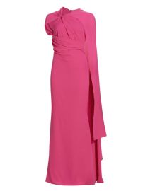 Shop Talbot Runhof Crespina Cape-Sleeve Gown at Saks Fifth Avenue