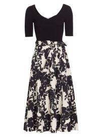 Shop Tanya Taylor Josephina Belted Cotton Poplin amp Rib-Knit Midi-Dress at Saks Fifth Avenue