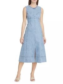 Shop Tanya Taylor Marion Denim A-Line Midi-Dress Saks Fifth Avenue at Saks Fifth Avenue