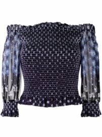 Shop Temperley London Mia-print off-shoulder silk blouse with Express Delivery - at Farfetch