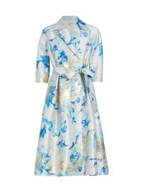 Shop Teri Jon by Rickie Freeman Belted Jacquard Midi-Dress at Saks Fifth Avenue