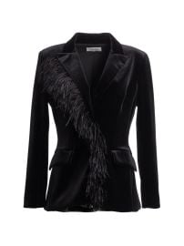 Shop Teri Jon by Rickie Freeman Feather Trimmed Velvet Blazer Saks Fifth Avenue at Saks Fifth Avenue